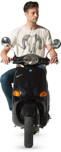 Man riding scooter image