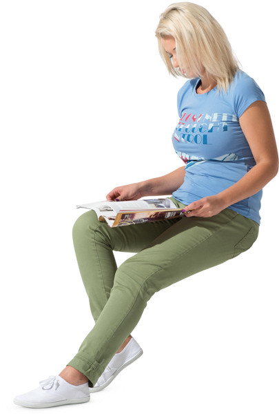 Sitting woman with magazine image