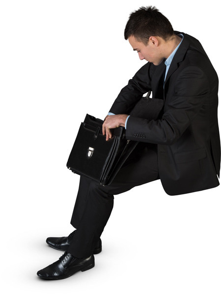Sitting man with briefcase image