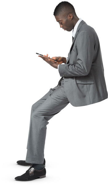 Sitting man with tablet image