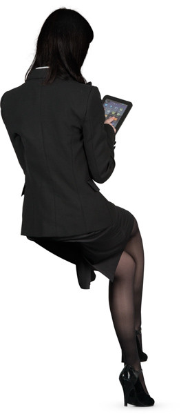 Sitting woman with tablet image