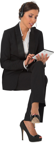 Sitting woman with tablet image