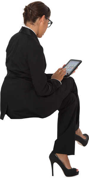 Sitting woman with tablet image