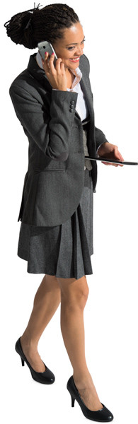 Walking woman with tablet image