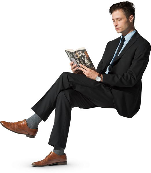 Sitting man with a book image