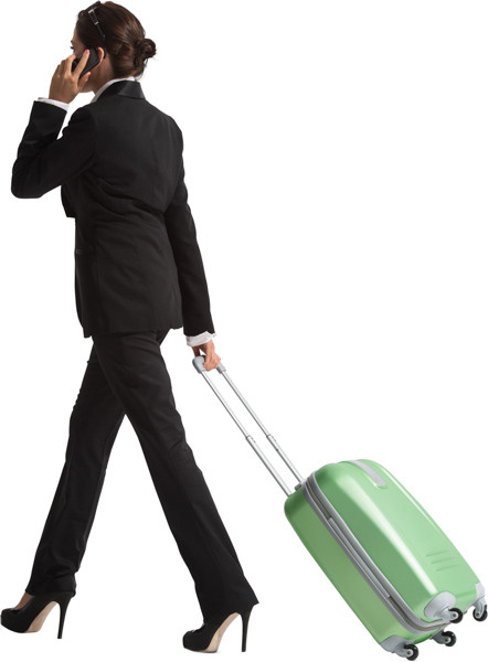Walking woman with suitcase image