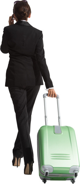 Walking woman with suitcase image
