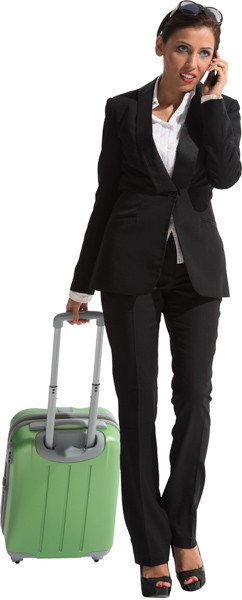 Walking woman with suitcase image