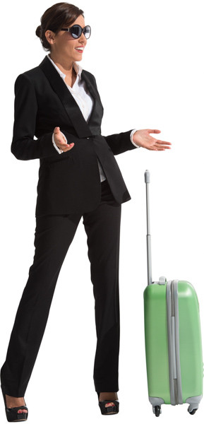 Standing woman with suitcase image