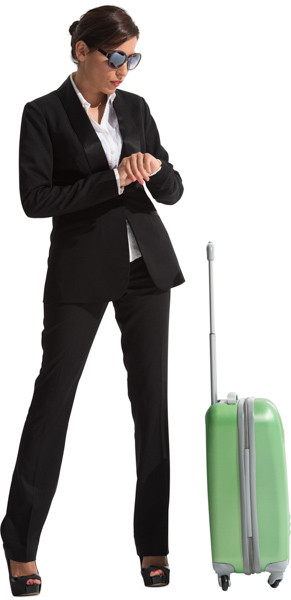 Standing woman with suitcase image