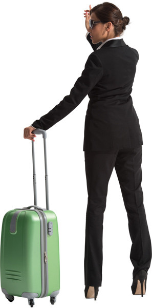 Standing woman with suitcase image