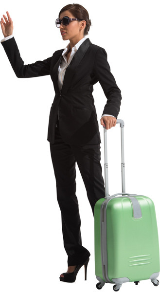 Standing woman with suitcase image