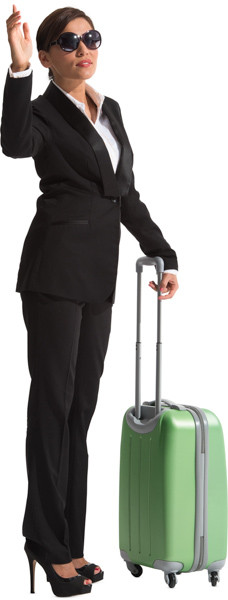 Standing woman with suitcase image
