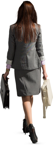 Walking woman with bag and briefcase image