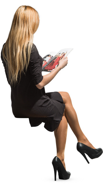 Sitting woman with a magazine image