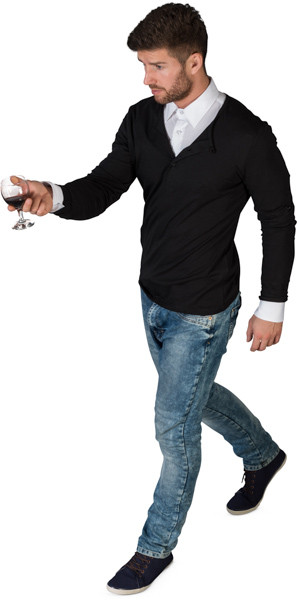 Walking man with wine glass image