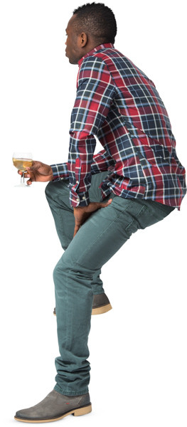 Sitting man with wine glass image