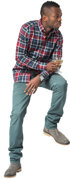 Sitting man with wine glass image