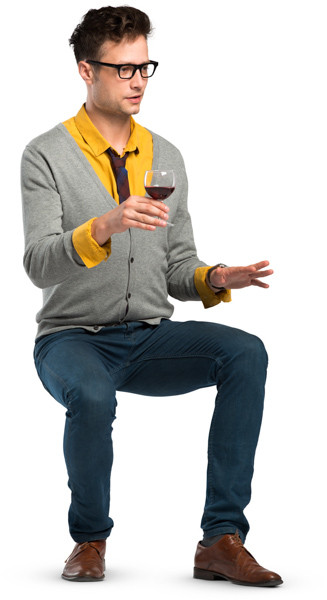 Sitting man with wine glass image