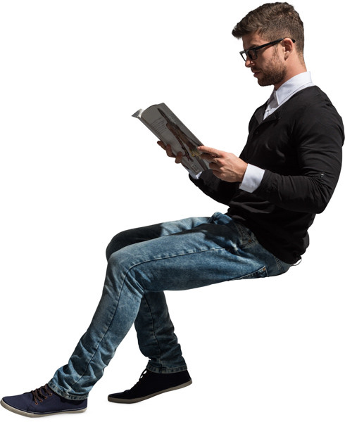 Sitting man with a magazine image