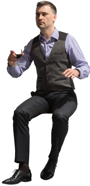 Sitting man with wine glass image