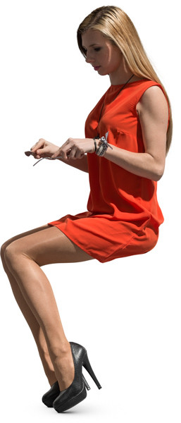Sitting woman eating meal image