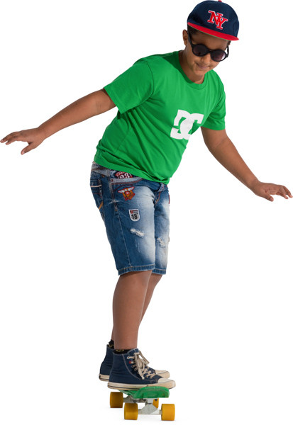 Boy riding on skateboard image