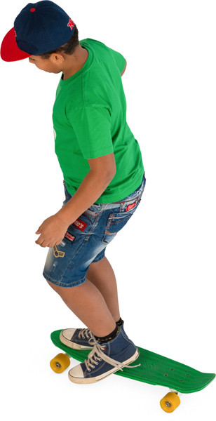 Boy riding on skateboard image