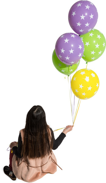 Sitting girl with balloons image