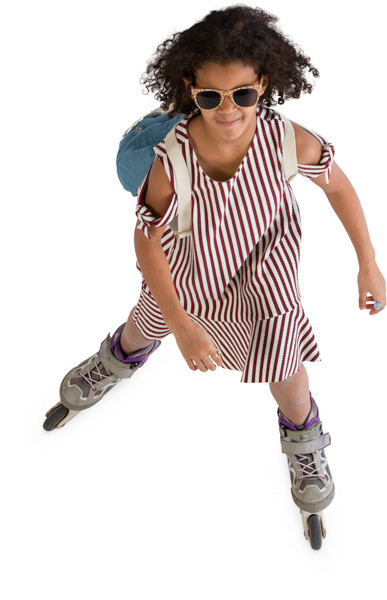Girl riding on roller skates image