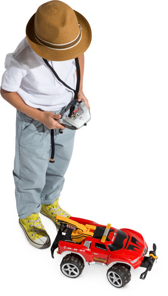 Boy playing with toy car image
