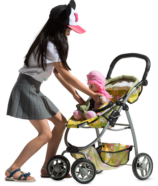 Girl with doll trolley image