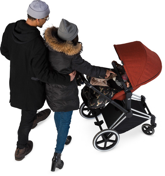 Couple walking with stroller image