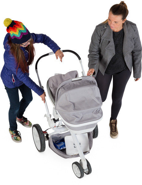 Mother walking with kids image