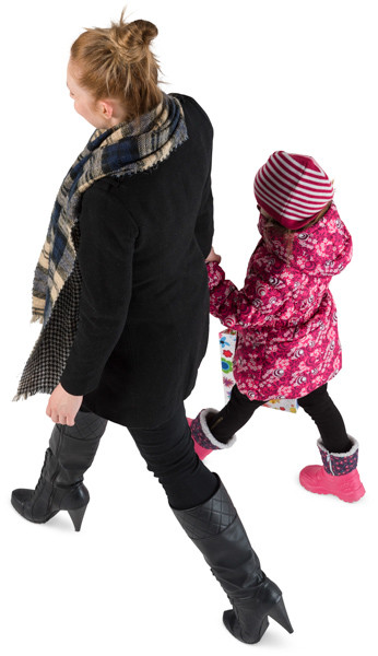 Mother walking with child image