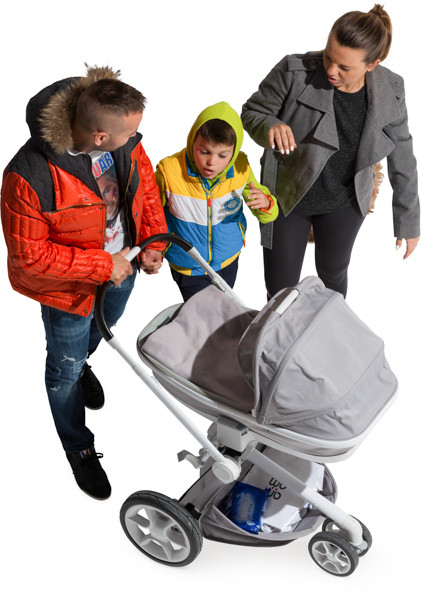Family walking with stroller image