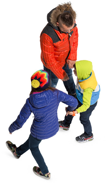 Mother walking with kids image