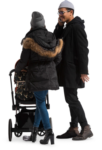 Couple walking with stroller image