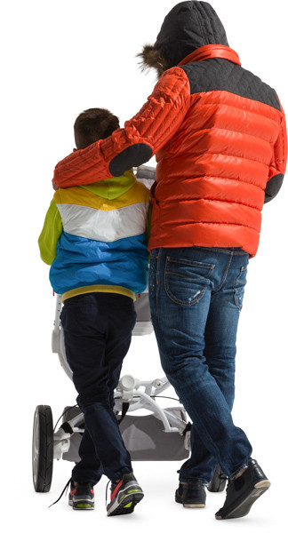Family walking with stroller image