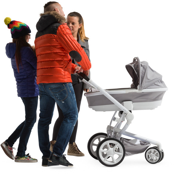 Family walking with stroller image