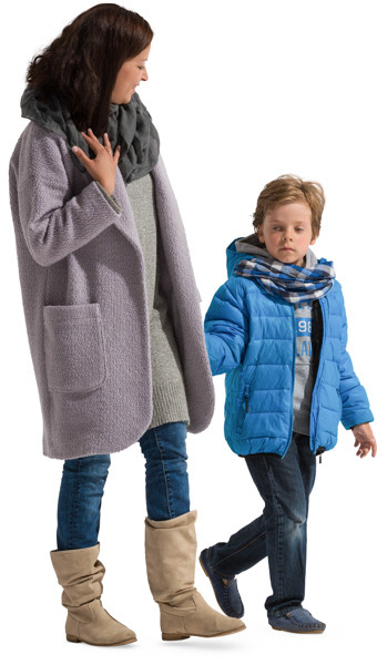 Mother walking with child image
