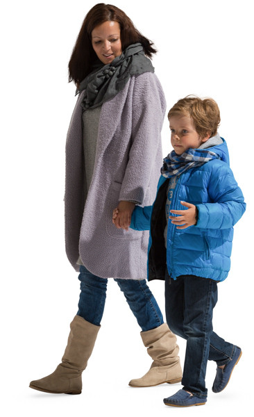 Mother walking with child image