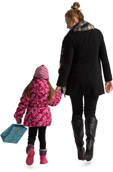 Mother walking with child image