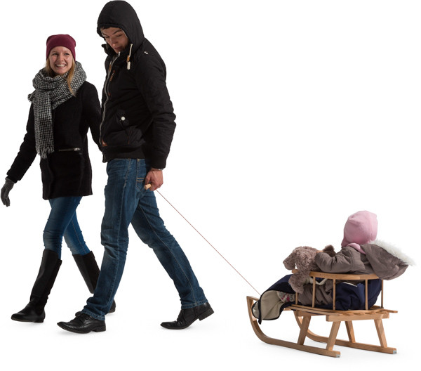 Family with sledge image