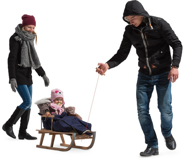 Family with sledge image