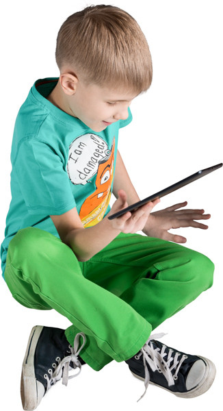 Sitting boy with tablet image