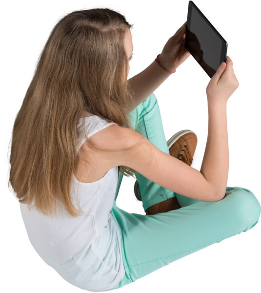 Sitting girl with tablet image