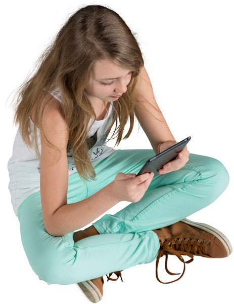 Sitting girl with tablet image