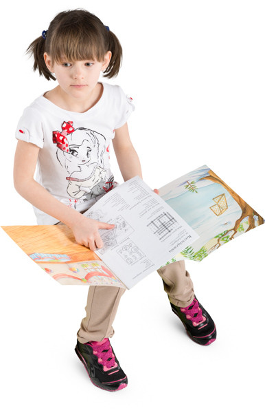 Sitting girl with a book image