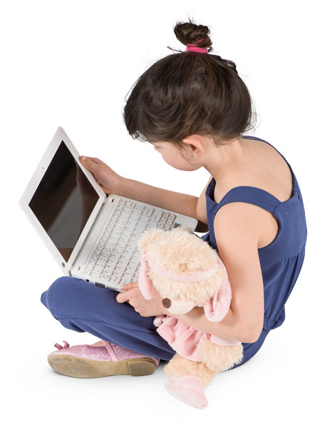 Sitting girl with laptop image